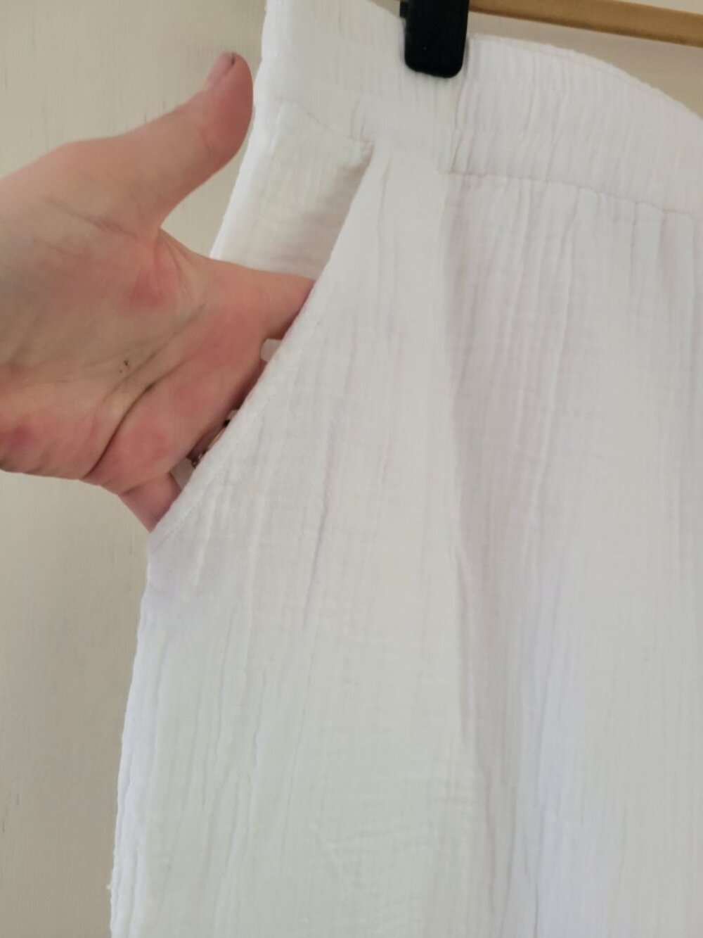 Soft Surroundings White Cotton Gauze Boho Coastal Flowy Wide Leg Crop Pants 1X - Picture 3 of 10